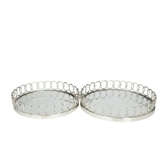 Silver Contemporary Tray, Set of 2" 16", 14" {5}