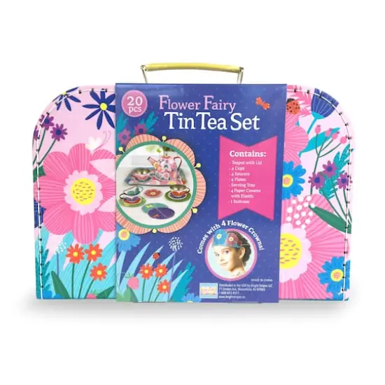 Bright Stripes Flower Fairy Tin Tea Set {6}