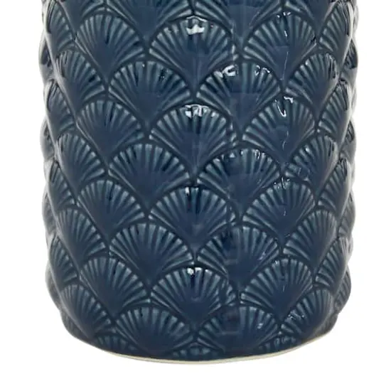 Blue Ceramic Coastal Vase, 13" x 6" x 6" {5}