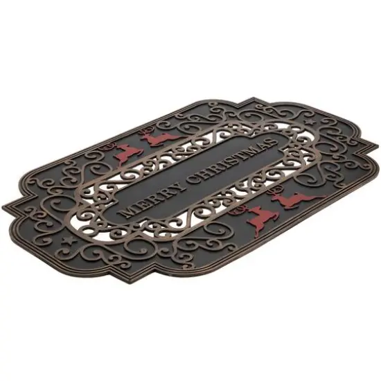 Red Reindeer Merry Christmas Doormat {11}