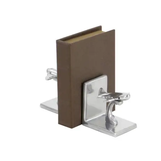 5" Silver Aluminum Contemporary Plane Bookends {5}