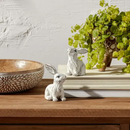 Carved Bunny Figurines Set {3}