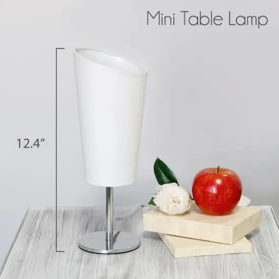 Simple Designs&trade; 12.5" Mini Chrome Table Lamp with Angled Fabric Shade White {5}
