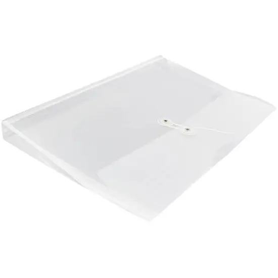 JAM Paper 9.75" x 14.5" Button & String Tie Closure Plastic Envelopes, 12ct. Clear {6}