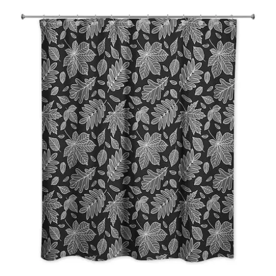 Leaves Shower Curtain Black {3}