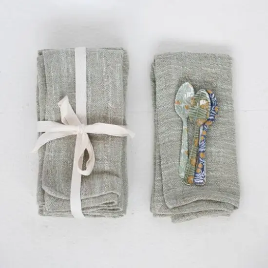 Hello Honey&reg; Sage Woven Cotton & Linen Napkins Set {3}