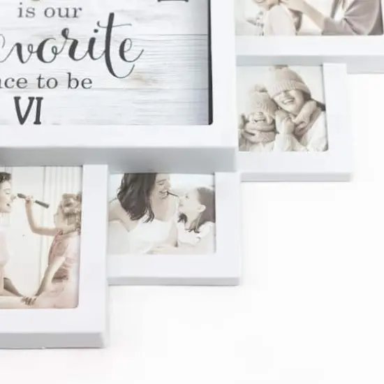 White Farmhouse Shabby-Chic "Together" Picture Frame Wall Collage Clock {4}