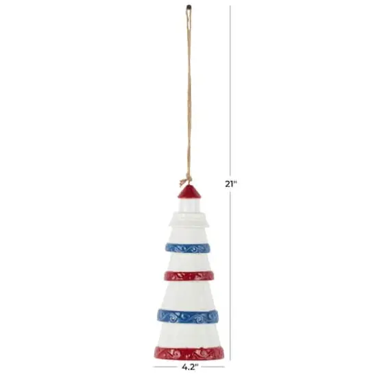 21" Red, White & Blue Ceramic Light House Windchime {5}