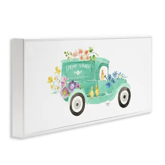 Stupell Industries Chicks Driving Spring Flowers Car Floral Blossoms Framed Giclee Art White {4}