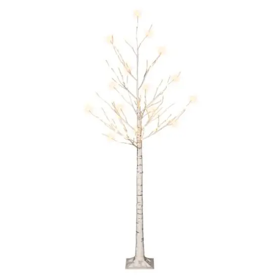 6ft. Pre-Lit White Artificial Twig Tree, Warm White LED Lights {1}