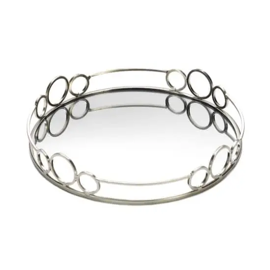 12" Silver Circles Mirrored Tray {1}