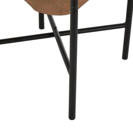 24.5" Brown Metal Wide Decorative Vase with Black Stand {9}