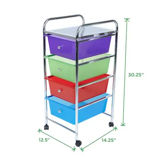Mind Reader 30.2" Multicolor 4-Drawer Storage Trolley Rolling Cart {2}