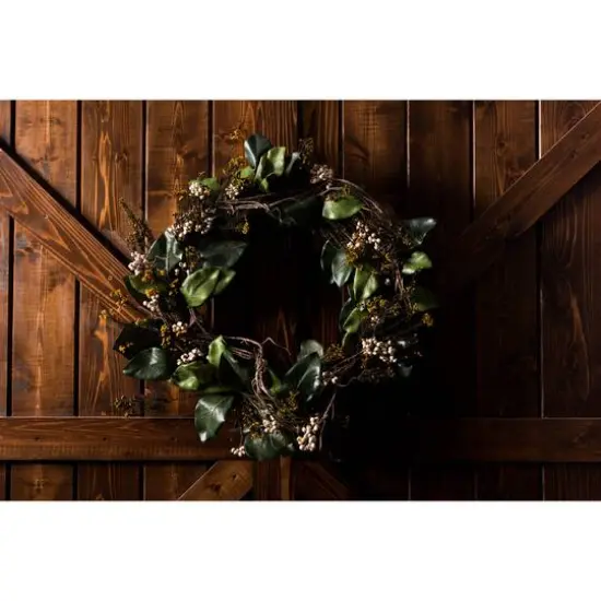 30" Green & Brown Magnolia Wreath {4}
