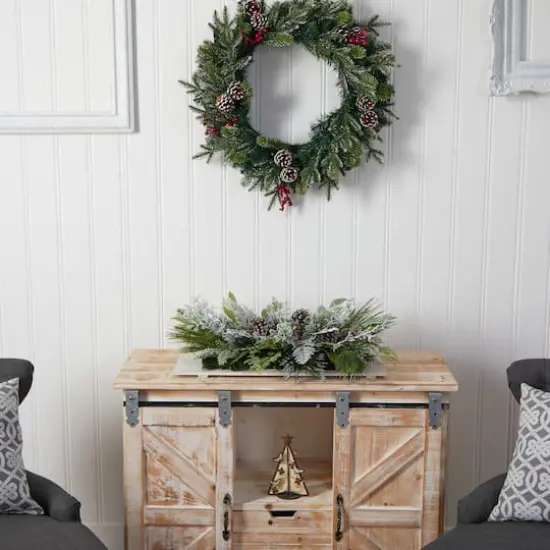 26" Flocked Winter Christmas Arrangement on Board {7}