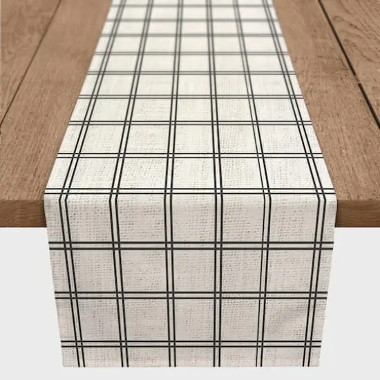 72" Black Line Plaid Poly Twill Table Runner {4}