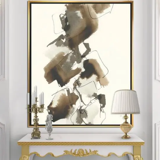 Designart - Gold Glam Squares I - Modern & Contemporary Canvas in Gold Frame {3}