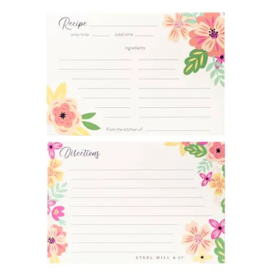 Steel Mill & Co.&reg; Mint Floral Double-Sided Recipe Cards, 40ct. {1}