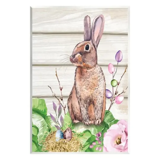 Stupell Industries Spring Flower Garden Country Rabbit Wall Plaque Art {1}