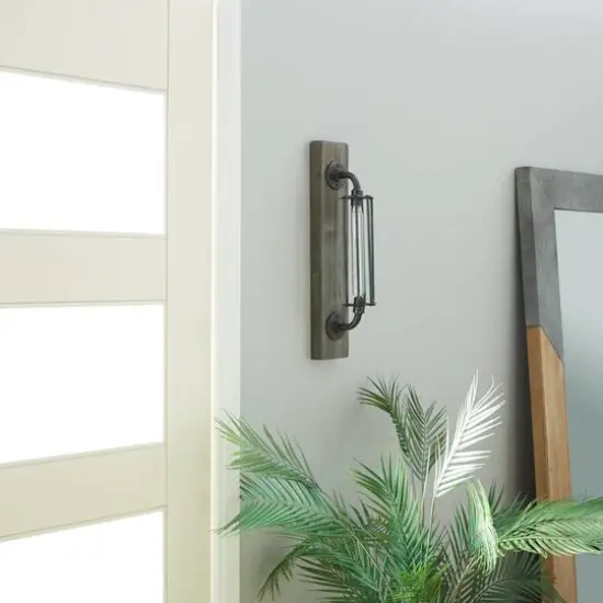 20" Black Iron Industrial LED Wall Sconce {11}