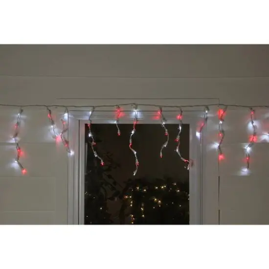 100ct. LED Wide Angle Icicle Christmas Lights With White Wire Red/Pure White {7}