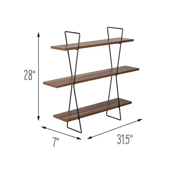Honey Can Do 28" Three-Tier Decorative Metal & Wood Wall Shelves {9}