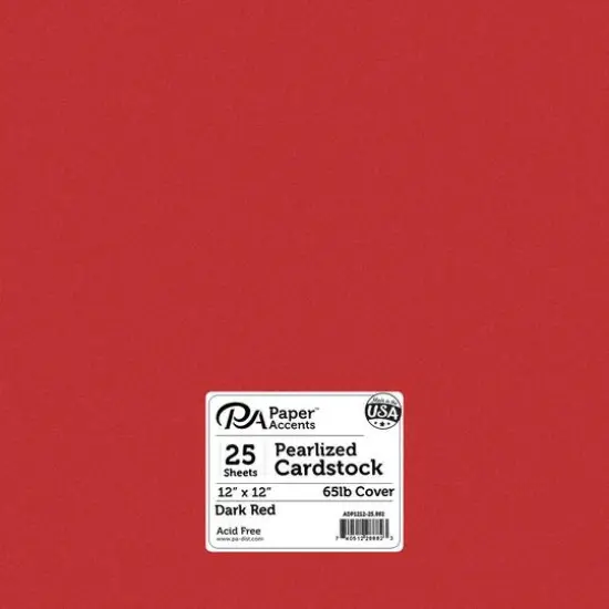 PA Paper™ Accents Dark Red 12" x 12" 65lb. Pearlized Cardstock Paper, 25 Sheets {1}