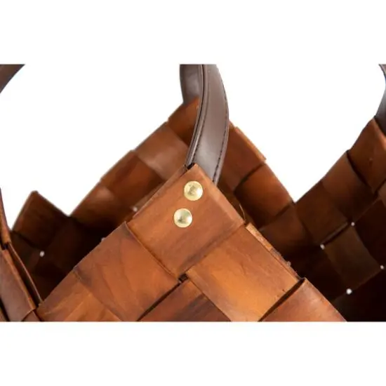 Hello Honey&reg; Brown Woven Seagrass Baskets with Leather Handles Set {5}