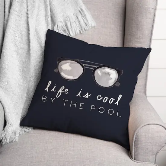 Life by the Pool Indoor/Outdoor Throw Pillow Navy {3}