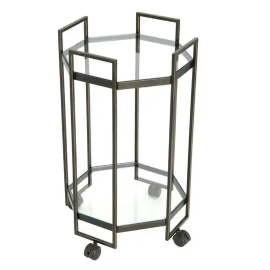 Hello Honey&reg; Octagon Black Metal Bar Cart {5}