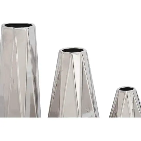 CosmoLiving by Cosmopolitan Silver Stoneware Glam Vase Set {3}