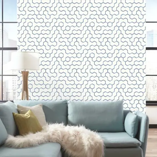 RoomMates Open Geometric Peel & Stick Wallpaper Blue {5}