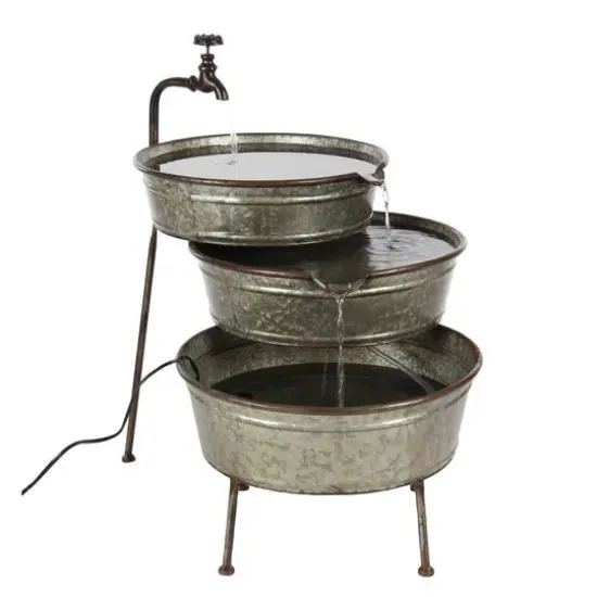 Grey Iron Farmhouse Fountain, 26" x 30" x 21" {1}