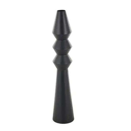32.5" Black Metal Art Deco Fluted Decorative Vase {7}