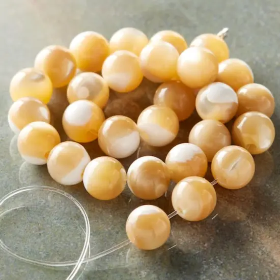 Natural Amber Mother of Pearl Round Beads, 6mm by Bead Landing™ {3}