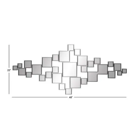 Silver Glam Wood Wall Mirror, 48" x 21" {6}