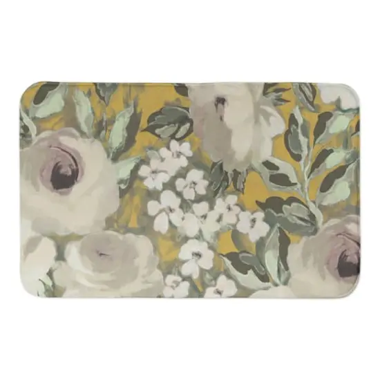Yellow Floral 34" x 21" Bath Mat {1}