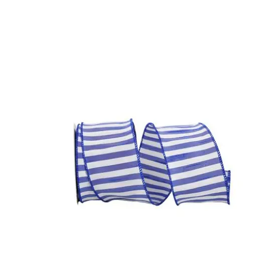 JAM Paper 2.5" x 10yd. Dupioni Wired Cabana Stripe Ribbon Aqua {2}