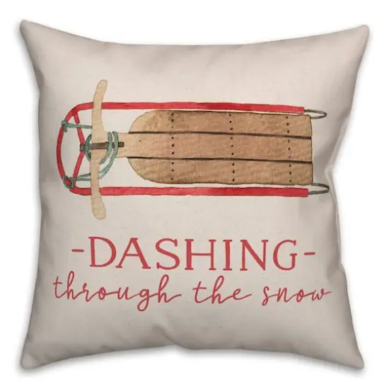 Dashing Snow Sled 18x18 Throw Pillow {1}