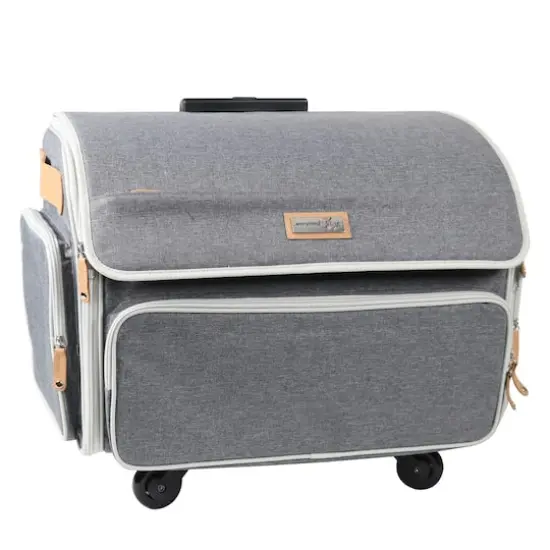 Everything Mary Heather Gray 4-Wheel Collapsible Deluxe Sewing Machine Storage Case {1}