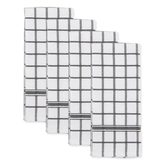 DII&reg; Mineral Gray Windowpane Terry Dishtowels, 4ct. {6}