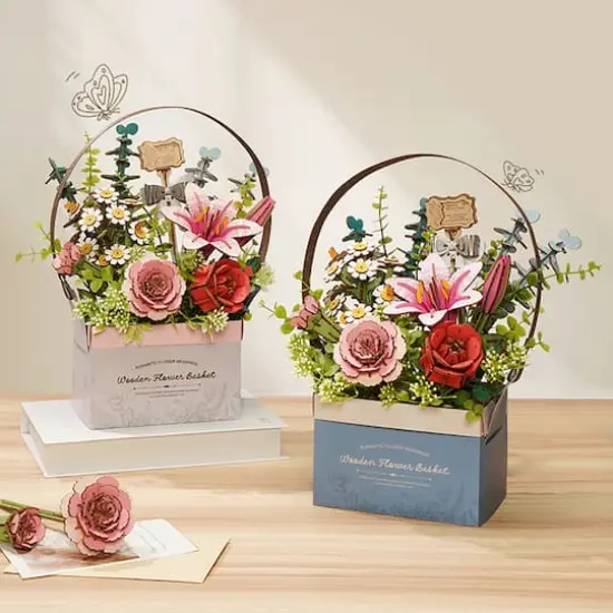Rowood Wooden Flower Basket DIY 3D Puzzle Kit {5}