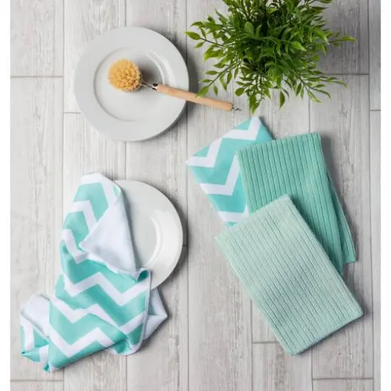 Aqua Chevron Microfiber Dishtowel, 4ct. {7}