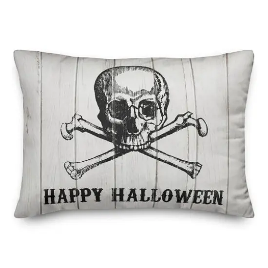 Happy Halloween Skull Throw Pillow {1}