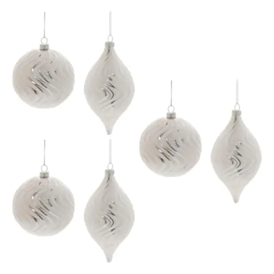 Ivory Wavy Glass Ornament Set {1}