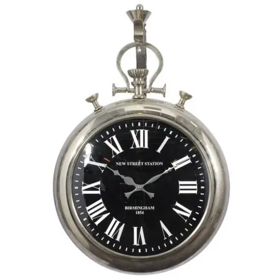 Silver Vintage Stainless Steel Wall Clock, 22" x 16" {3}