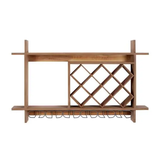 34" Brown Wood Farmhouse Wine Rack {3}
