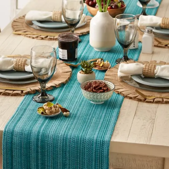 DII&reg; 108" Variegated Fringe Table Runner Teal {7}