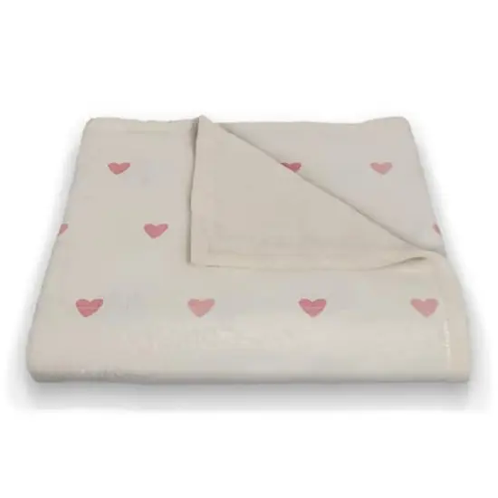 Simple Heart Pattern 50" x 60" Coral Fleece Blanket {3}