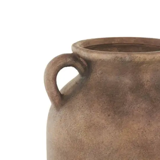 20" Copper Ceramic Antique Style Textured Vase with Handles {5}